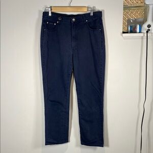 Valentino Vintage Navy Blue Straight Pant Classic Style